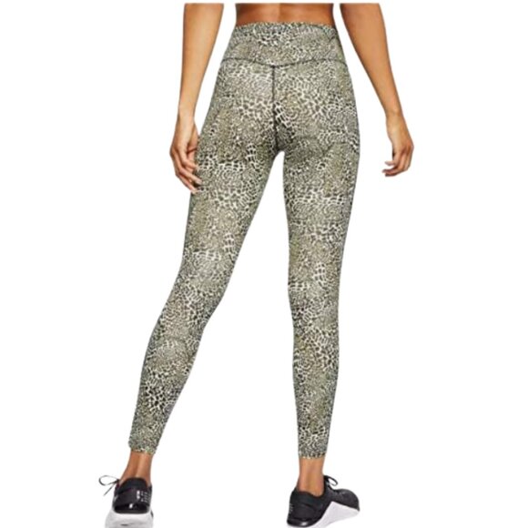Nike Dri-FIT Animal Print 7/8 Leggings High Rise XS Green Black - Picture 2 of 8